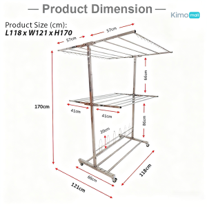🔥Stainless Steel Foldable Mobility Clothes Rack Cloth Drying Rack/Rak Penyidai Baju Ampaian 晾衣架