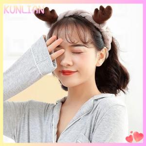 [KUNLIAN] Women Cartoon Kawaii Plush Elastic Hair Bands Soft Wash Face Hairbands Headband Hair Accessories Girls Sweet Cute Headwear