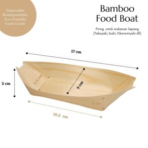 Wooden Food Boat / Japanese Food Boat / Takoyaki Plate 65 Inch / Piring Takoyaki / 50 PCS / WS1006
