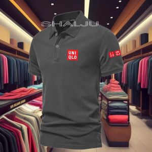 Kaos Poloshirt Logo un1qlo Tex Merah /Baju Kaos Kerah Branded Pria Dan Wanita Terbaru Dan Termurah