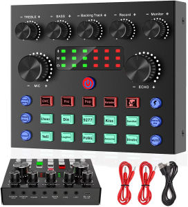 อินเทอร์เฟซเสียงมิกเซอร์ DJ การ์ดเสียง V8S อุปกรณ์พอดคาสต์ การ์ดเสียง V8S เวอร์ชันล่าสุด เหมาะสำหรับการสตรีมสด บันทึกเพลง คาราโอเกะ ด้วยเอฟเฟกต์เสียง 12 แบบ เข้ากันได้กับคอมพิวเตอร์ แล็ปท็อป โทรศัพท์มือถือ และอุปกรณ์อื่นๆ