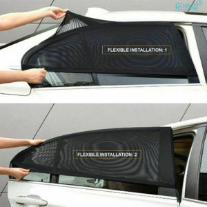 2 Pcs Car Side Window Cover Sunshade Curtain Window UV Protection Shield Shade Mosquito Dust Protection-Black
