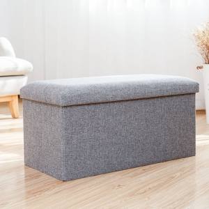 Cotton and Linen Storage Stool Rectangular Storage Stool Foldable Storage Stool Sofa Box Non-slip Fabric Footstool Storage Box For Toys Books Clothes Large Size Stool Household Rectangular Chair