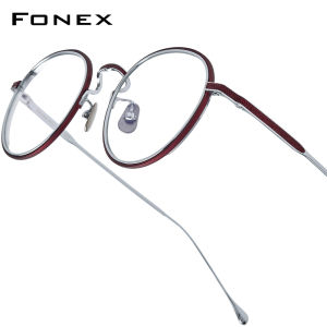 FONEX Pure Titanium Glasses Frame Women Brand Design Vintage Retro Round Eyeglasses Men Full-Rim Japanese High-Quality Ultralight Custom Optical Eyewear LO06