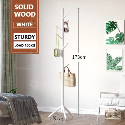 Wood Bag Rack Stand White/Brown/Wood Solid Wood 8 Hooks Bedroom Coat Rack Stand With 8 Hooks Coat Rack Bag Organizer