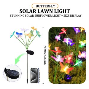 Ready stock YMJR Lampu kupu-kupu bertenaga surya dengan 6 kepala Lampu Taman Tenaga Surya Kupu-kupu Warna-warni Multi-kepala Lampu Taman LED Pijar Luar Ruangan Tahan Air IPX65