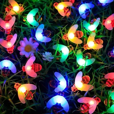 ไฟตกแต่งโซล่าเซลล์ LED ไฟผึ้งกันน้ำ ประประดับกระพริบ solar bee 5เมตร 20 LED decoration light ไฟปีใหม่ ไฟคริสมาส