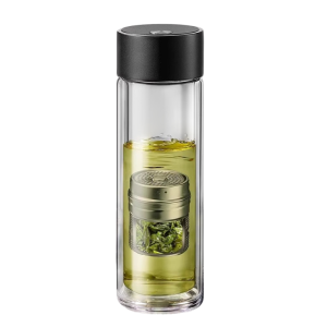 [SG Ready Stock] Glass Tea Cup 400ml Magnetic Tea Infuser Double Layer Heat-resistant Portable Leak Proof Water Bottle