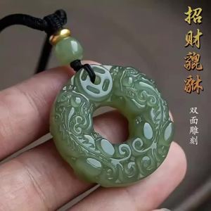 Exquisite Pixiu Pendant double-sided carved jade-like material a high-end vintage amulet for men and women to bring good fortune in their zodiac year