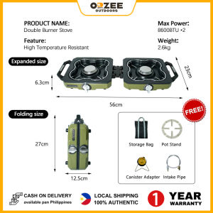 Portable CampDual Firepower Folding Gas Stove with 16000 BTU Adjustable Burners & Piezo Ignition for Outdoor Camping