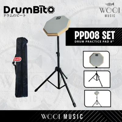Drumbito Drum Practice Pad 8 inch / 12 inch with Stand - Grey (PPD08 / PPD12) Drum Pad / Drumpad