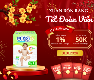 (COMBO 10 gói) Tã Quần Em Bé Siêu Mỏng UP&GO Bỉm Quần Siêu Thấm Hút Gấp 5 Lần Mềm Mại Khô Thoáng Đủ Size S/M/L/XL