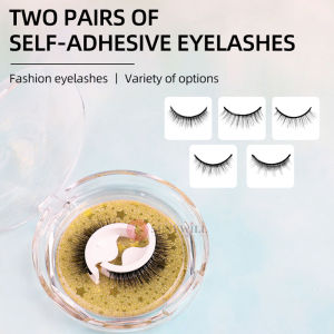 2 Pairs Self-adhesive Eye Lashes No Glue Required Resuable 3D Mink Hair False Eyelashes