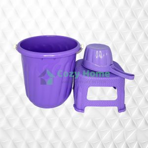 Uniglobal High Quality Multi-Colored 3in1/2in1 Set Bathroom Essentials Durable Bucket Stool And Tabo Set