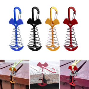 Portable Fishbone Deck Anchors Peg with Spring Buckle Deck Plank Board Tent Stakes Outdoor Camping Accessories Durable