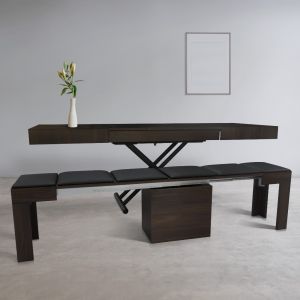 Extendable Cofee Dining Table Transformable Multi-funtional. X3-M Coffee Dining Table Height Adjustable Solid Wood