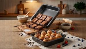 8-Inch Non-Stick Square Cake Pan Rust-Resistant Baking Pan for Cakes Brownies & Lasagna Dishwasher Safe Easy Clean Local Warehouse Stock