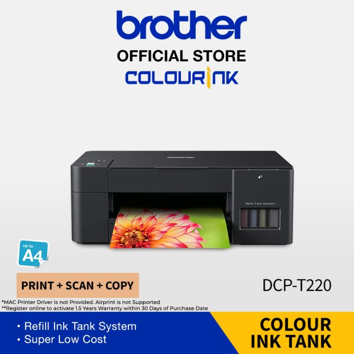 Brother DCPT220 A4 3in1, Print Scan Copy Colour Inkjet Refill Ink