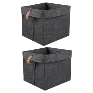 2 Pieces Space Saving 12L Felt Storage Box for Kids Portable for Organizing Toy in Nurseries and Daycare Centers