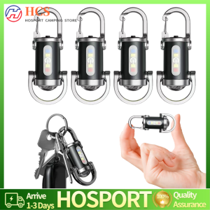 【HCS】Mini Flashlight Multifunctional COB LED Keychain Flashlight USB Rechargeable Ultralight Camping Flashlight for Outdoor Emergency