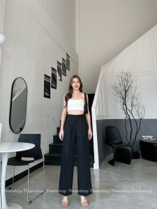 กางเกงเอวสูง ขายาว ทรงกระบอกใหญ่ แต่งหูคู่ ผ้าดีใส่สบาย A3