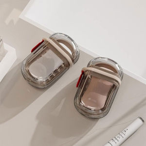 Waterproof Travel Soap Box Portable Sealed Transparent Grey Soap Storage Box with Lid Travel Soap Case Bathroom Storage