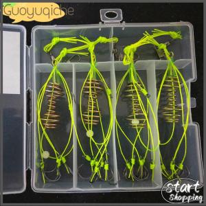 【Guoyuqiche】 4pcs High Carbon Fishing Hooks Carp Spherical Feeder Bomb Proof Hanging Explosion Hook Tool Spring Anti-winding Explosion Hook