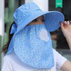 NEW! หมวกกันแดดปีกกว้าง หมวกกลางแจ้ง หมวกคลุมหน้า กันแดด กันลม และกันฝุ่น หมวกกันแดดปีกกว้าง Shawl sun hat