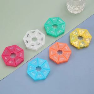 SOLID HOME Portable Travel Medicine Organizer  7 Days Capsule Candy Box Pill Dispenser Mini 7 Cells Plastic Container