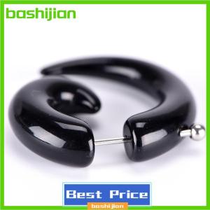 bashijian ต่างหูแบบหมุดรูปหอยทากอะคริลิกสีดำแนวโกธิคสำหรับผู้ชายผู้หญิงเครื่องประดับเจาะหู