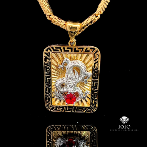 M1669 Mặt và Dây chuyền nam JOJO thiết kế hình RỒNG ngọc đỏ cao cấp sang trọng