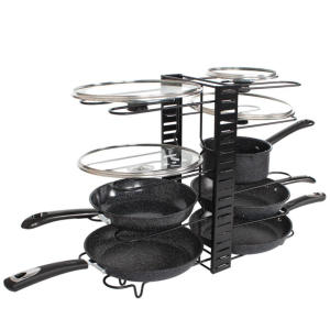 Pot Rack Organizer Rack Pots and Pans Lid Holder 8 Tiers Adjustable Pot Storage Rack Pantry Cabinet Pot Rack for Kitchen Corner Shelf