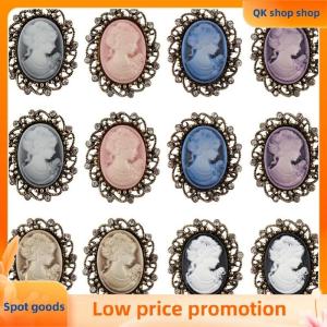 ✨QK shop✨ Vintage Gothic Style Head Statue Cameo Brooch Rhinestone Brooch for Women
