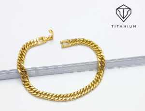 Robagin GLP45 gelang kepang titanium anti karat tidak luntur gold pria wanita korea keren murah