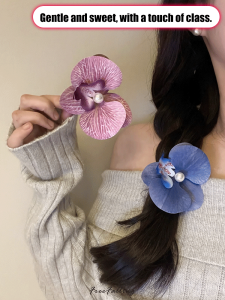 Womens Butterfly Orchid Head Back Hair Grip Clip