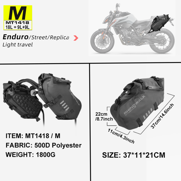 Rhinowalk 2Pcs Motorcycle Side Bag 18L/28L/48L Waterproof