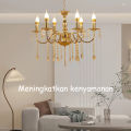 Lampu Gantung Kristal 6/8 Lampu Chandelier 50-70cm Gaya retro Amerika Bahan Besi Warna Emas Ruang Tamu Ruang. 