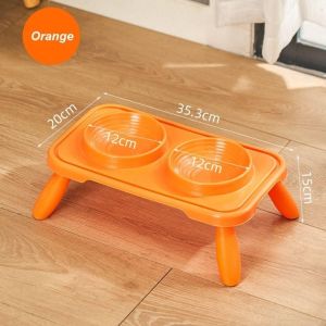 Double High Foot Pet Bowl Dog Cat Neck Protection Feeding Bowls Pet Feeding Bowl 2 in 1 with ABS Anti Slip Stand
