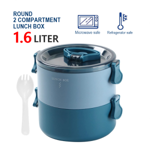 Convenient Rounded Heat-resistant Microwave Box Student Meals Container with Handle for Office Use