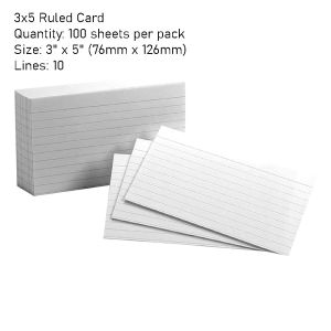 Decamax White Index Card / Ruled Card (100 Sheets/Pack) 3 x 5" / 4 x 6" / 5 x 8"