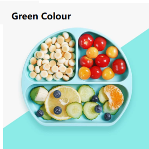 Pinggan Mangkuk Silikon Kanak  Baby Kids Child Silicone Suction Bowl Dining 硅胶餐盘婴儿辅食分格碗