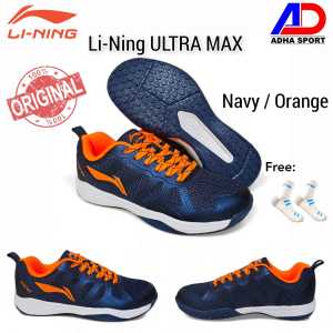 Sepatu Badminton Lining Ultra Max Navy / Orange Sepatu Bulutangkis Promo Diskon Adha Sport
