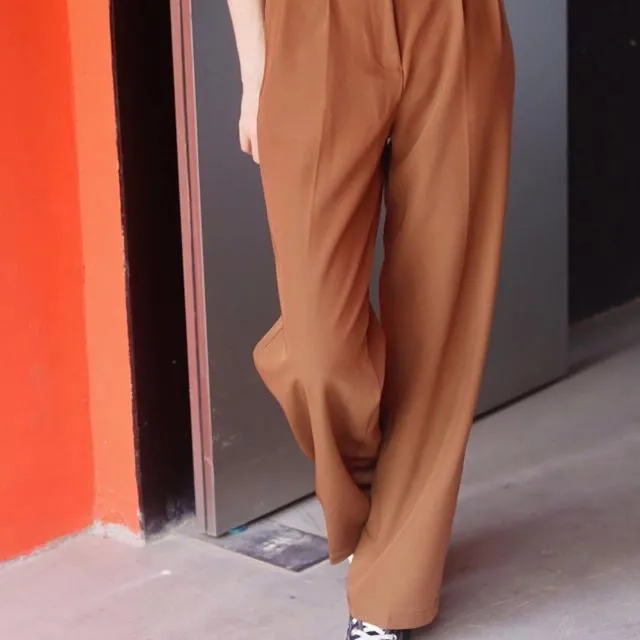korean FASHION new trendy plain high waist women trousers Loose/Wideleg  Type