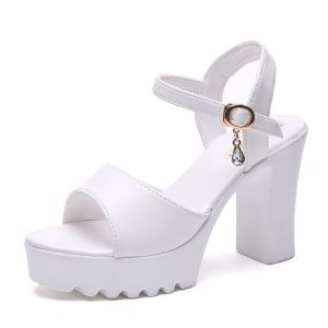 Size 35-40 Womens Korean Style High-heeled Sandals Fashion Thick Heel Shoes