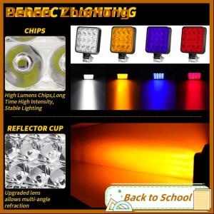 Behoo 1Pc Spotlight Working Light 12V 48W 16LED ABS+LED High Intensity Truck Off Road Tractor Waterproof Replacement Accessories