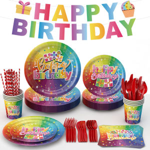 Disposable Birthday Paper Plate Set Childrens Birthday Cake Paper Plate Party Arrangement Supplies Paper Plate Tablecloth