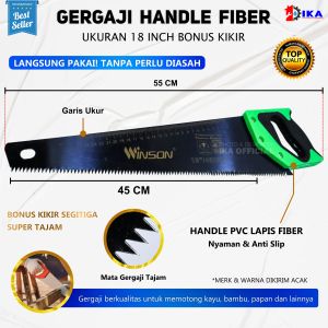 Gergaji Kayu Gagang Karet BELAH POTONG Harga Satuan Termurah Berkualitas/  Gergaji Tangan Gg Karet 2 Mata 18 Inch Gergaji Potong belah High Quality Gergaji Kayu 18 Inch Inci 450 mm Gergaji Potong Hand Saw Wooden Termurah Berkualitas TAJAM