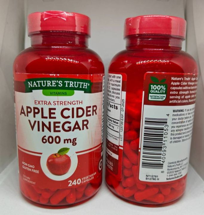 Nature's Truth Apple Cider Vinegar Capsules Nature’s Truth Apple Cider Vinegar 600 mg 240 capsules | Lazada.co.th