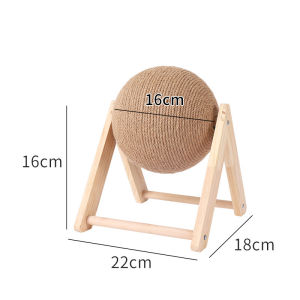 Lovinland Pet Cat Scratcher Rabbit Scratching Ball Natural Sisal Scratcher Spinning Cat Ball Solid Wood Scratching Toy for Cats & Kittens Indoor Interactive Pet Toy (without bell)