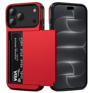 for iPhone 18 Pro Max /17 Pro Max Wallet Case with Hidden Slideing [Max 3 Cards Holder] Dual Layer Hard PC Shockproof Phone Case for iPhone 17 Air 17E 16E 16 Pro Max 15 Plus 14 Pro 13 12 11